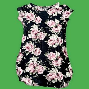 Black Floral Tunic T-Shirt Dress